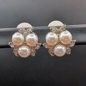 Swarovski pearl and crystal clip-on earrings